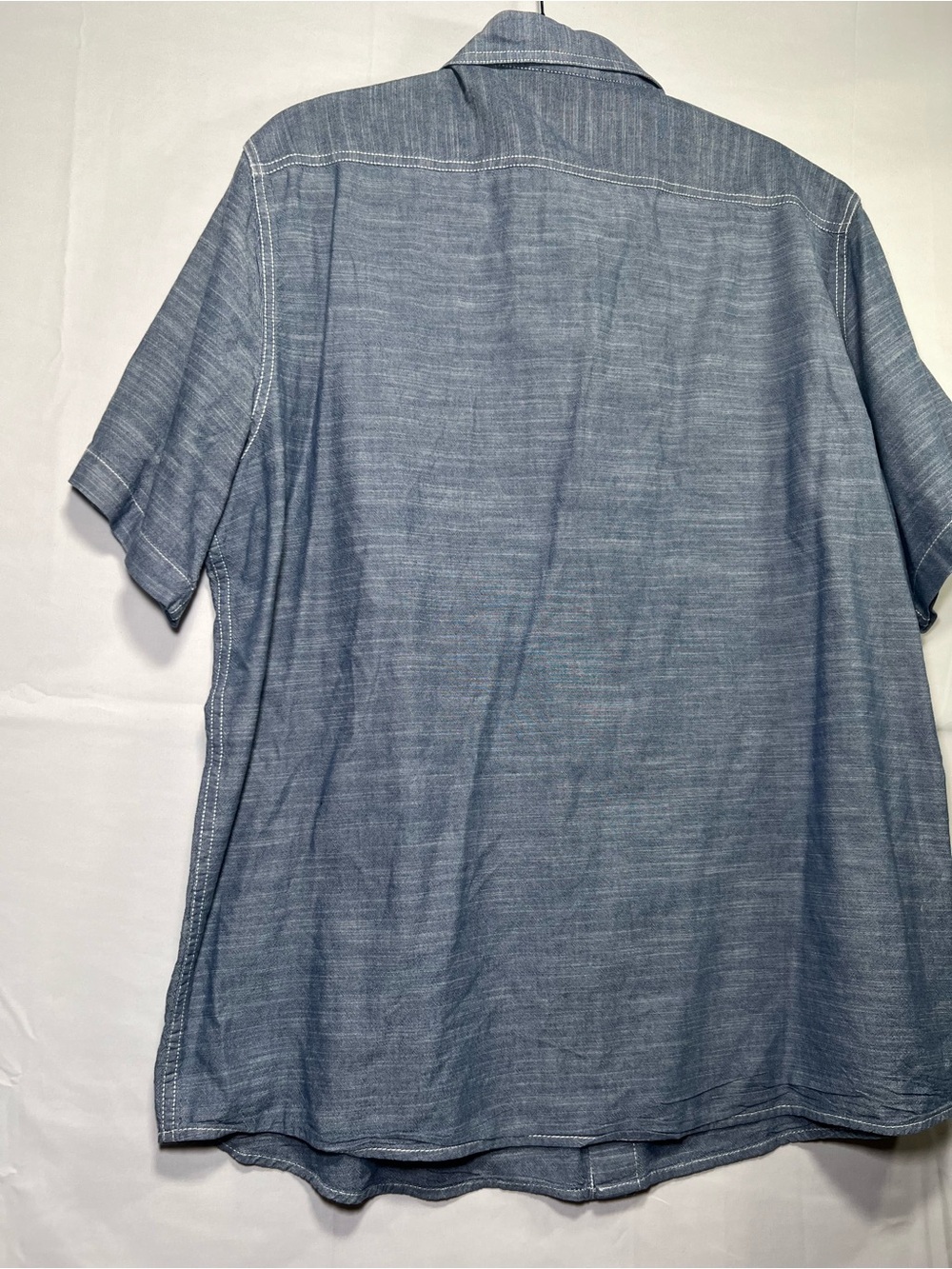 Woolrich Men’s Blue Chambray Short Sleeve Work Shirt XL 100% Cotton - Picture 9 of 9
